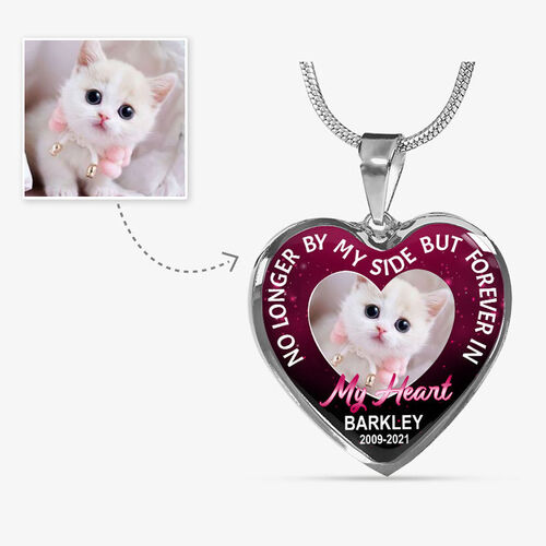 "No Longer By My Side But Forever In My Heart" Unique Personalized Pet Memorial Necklace