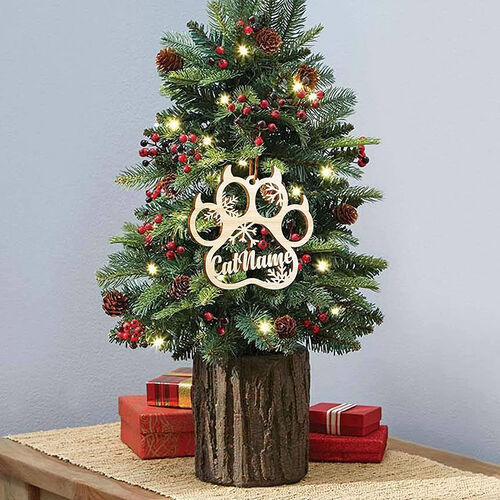 名入れ クリスマスツリー 飾り 木製 オーナメント 肉球