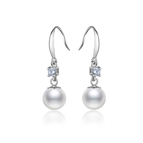 Einzelne Perle Ohrringe Sterling Silber