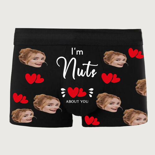 Personalized Men Underwear Custom Face with Red Heart Funny Gift