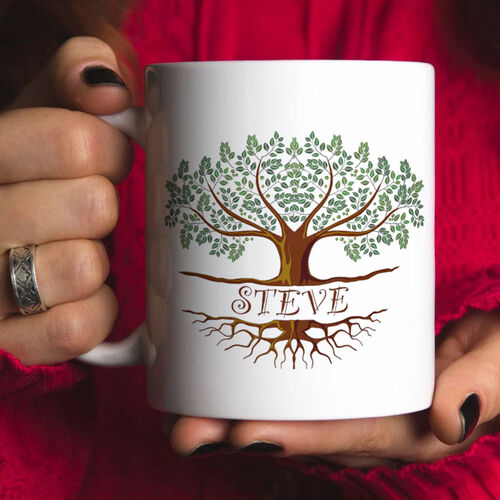 Custom Name Mug with Vigorous Tree Pattern Great Present for Someone