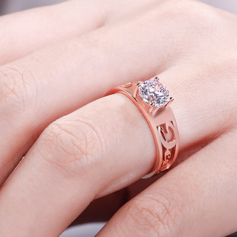 "Timeless Romance" Engraved Name Engagement Ring