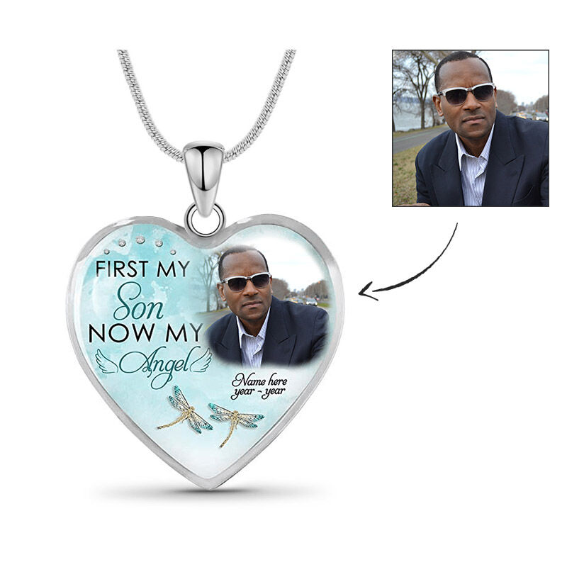 Collier Photo Personnalisé "First My Son Now My Angel"