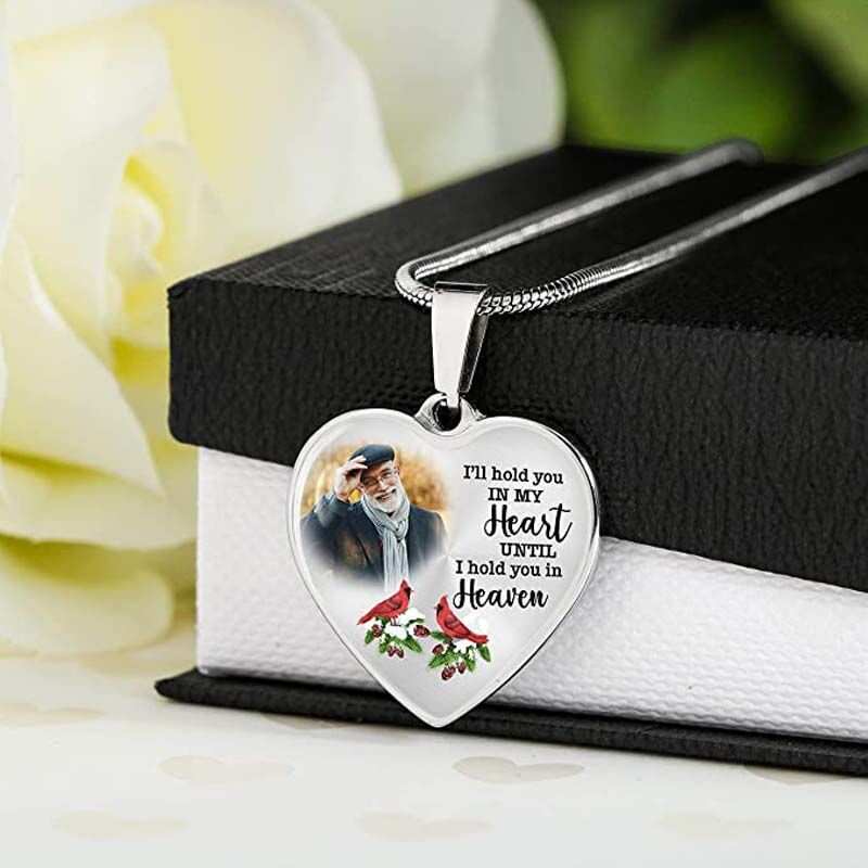 "Hold You in My Heart Till Hold You in Heaven" Custom Photo Memorial Necklace
