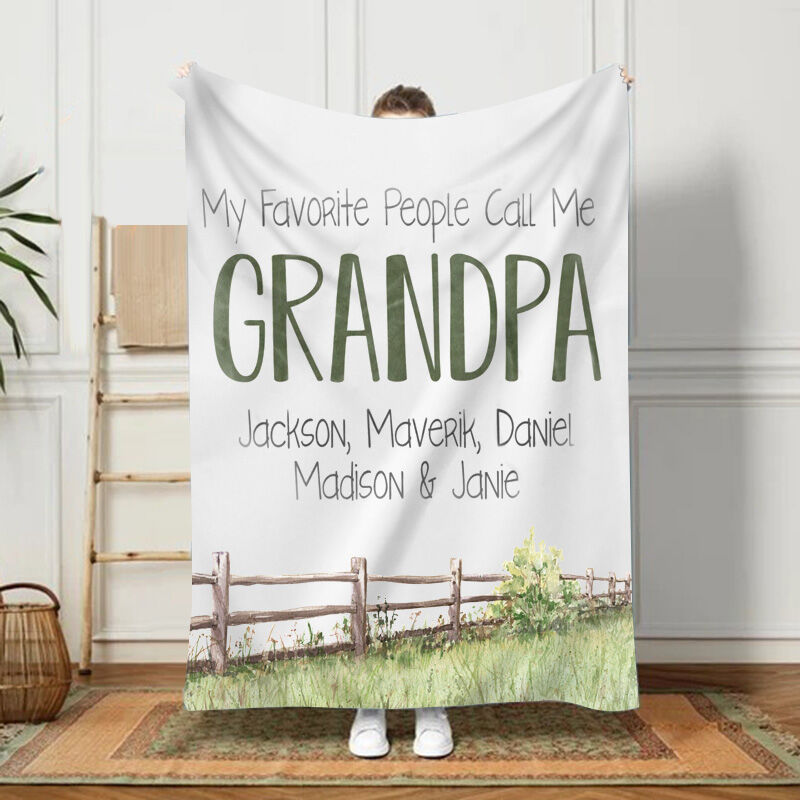 Personalized Name Blanket Farm Pattern Gift for Grandpa