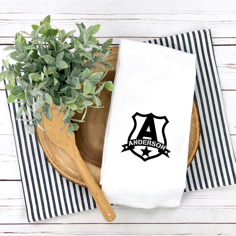 Personalized Towel with Custom Letter and Name Cool Emblem Design Present for Him