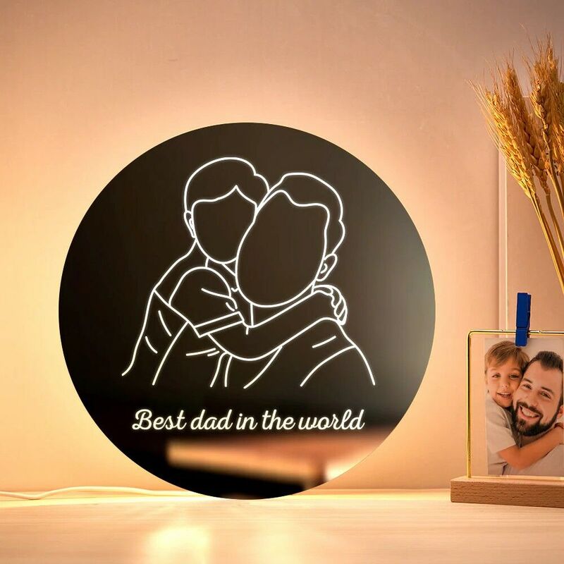 Personalized Led Mirror Light Customized Photo Warming Gift For Dad