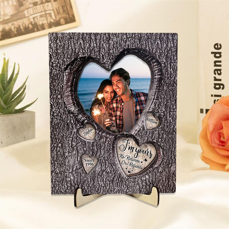 Personalized Picture Frame with Custom Name Heart Pattern Romantic Gift for Couples
