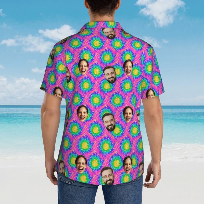 Camicie hawaiane personalizzate Top viola con motivi solari colorati per famiglia