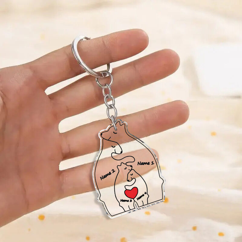 Gepersonaliseerde Naam Sleutelhanger Met Knuffelbare Beer Cadeau Voor Familie