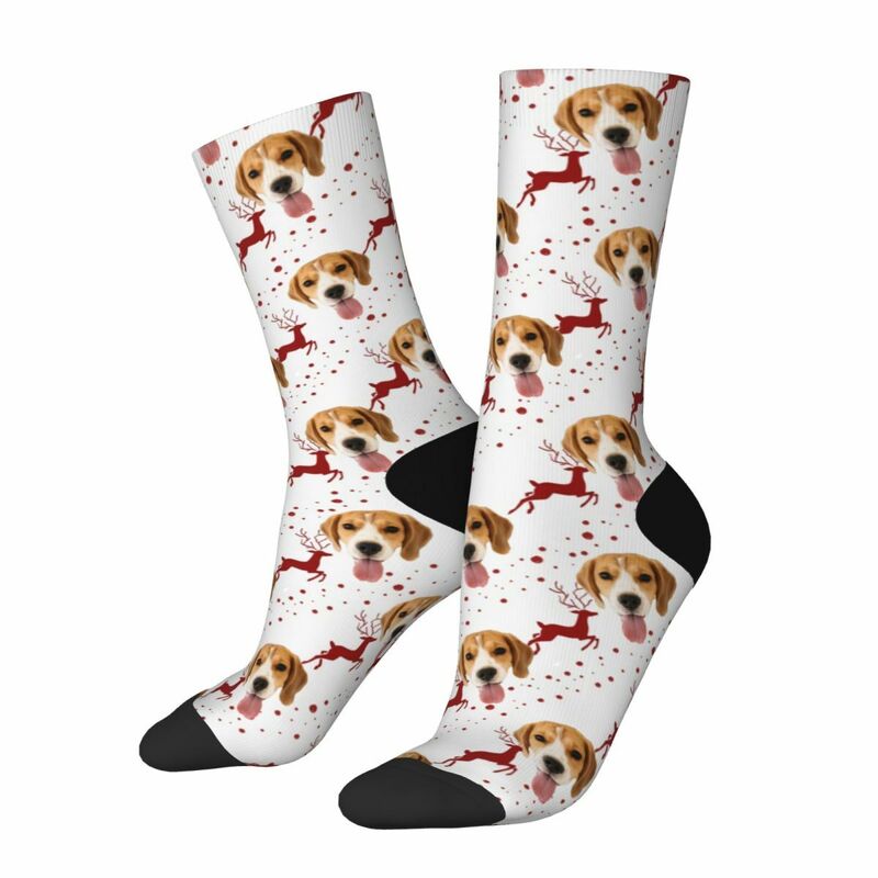 Chaussettes personnalisées avec motif d'élan Ajoutez une photo d'animal de compagnie Cadeau de Noël pour les propriétaires d'animaux de compagnie