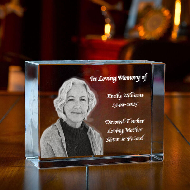 Photos de cristal 3D personnalisées pour commémorer les proches décédés comme cadeaux de sympathie pour la famille