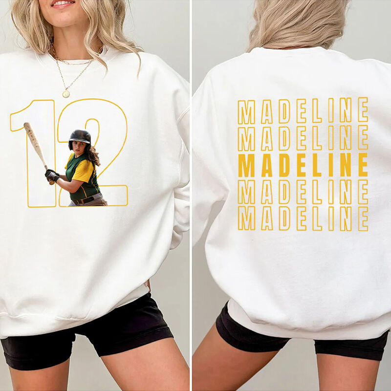 Personalized Sweatshirt Custom Sport Photo with Cool Name Design Attractive Gift for Sports Lovers