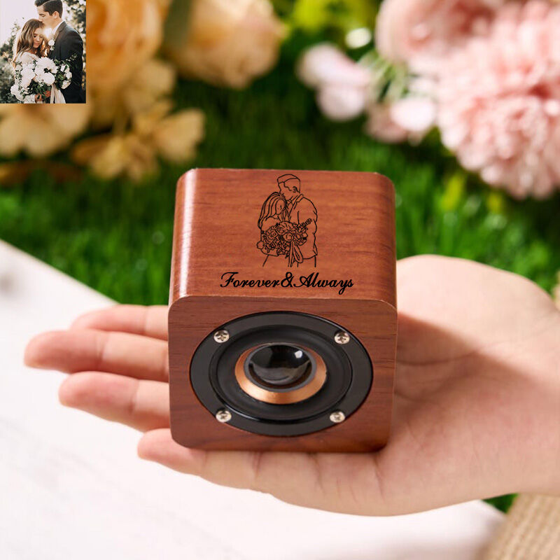 写真入り メッセージ入れ 木製 Bluetooth スピーカー オリジナル