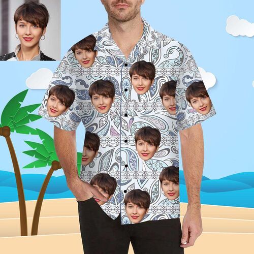 Personalisiertes Gesicht Muster Herren Alloverdruck Hawaii-Hemd