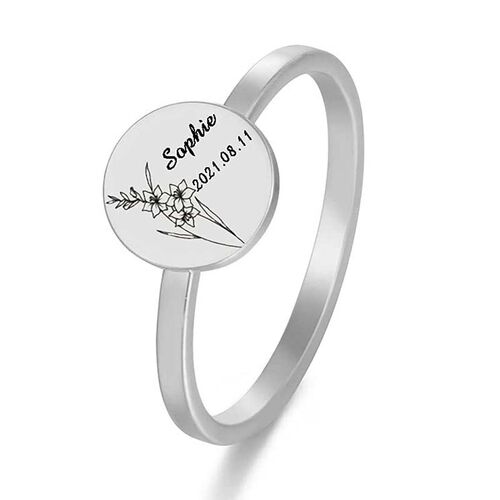 Runder Ring mit individueller Geburtsblume