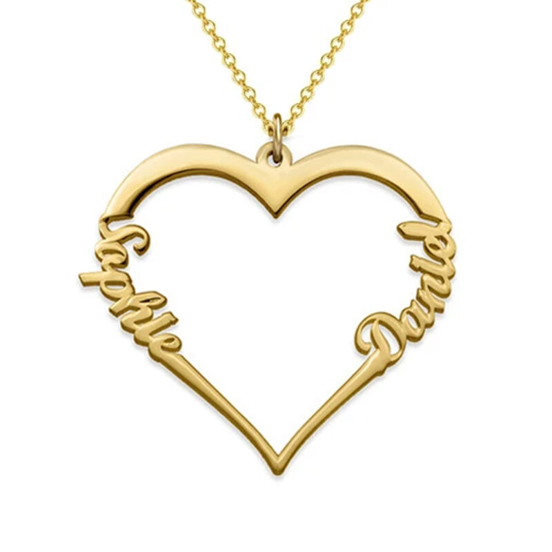 "Memory Of Love" Heart Shape Personalized Name Necklace