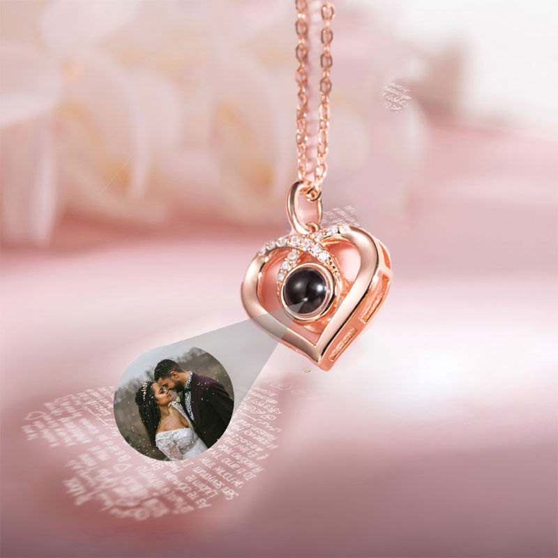 Personalized Photo Projection Necklace -Heart Love
