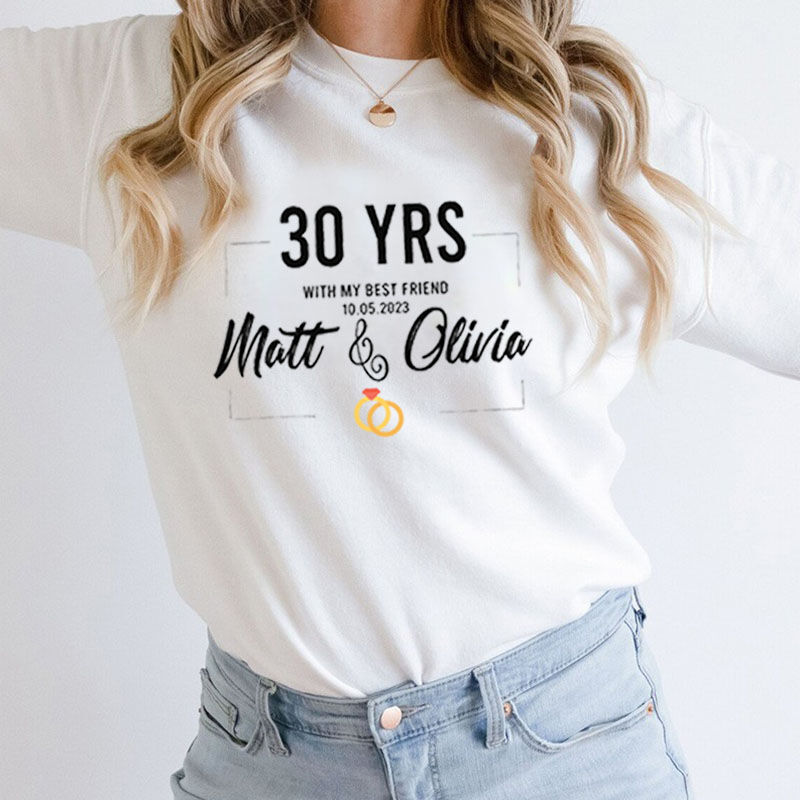 Personalized Sweatshirt with Custom Name and Date Unique Anniversary Design for Best Wife