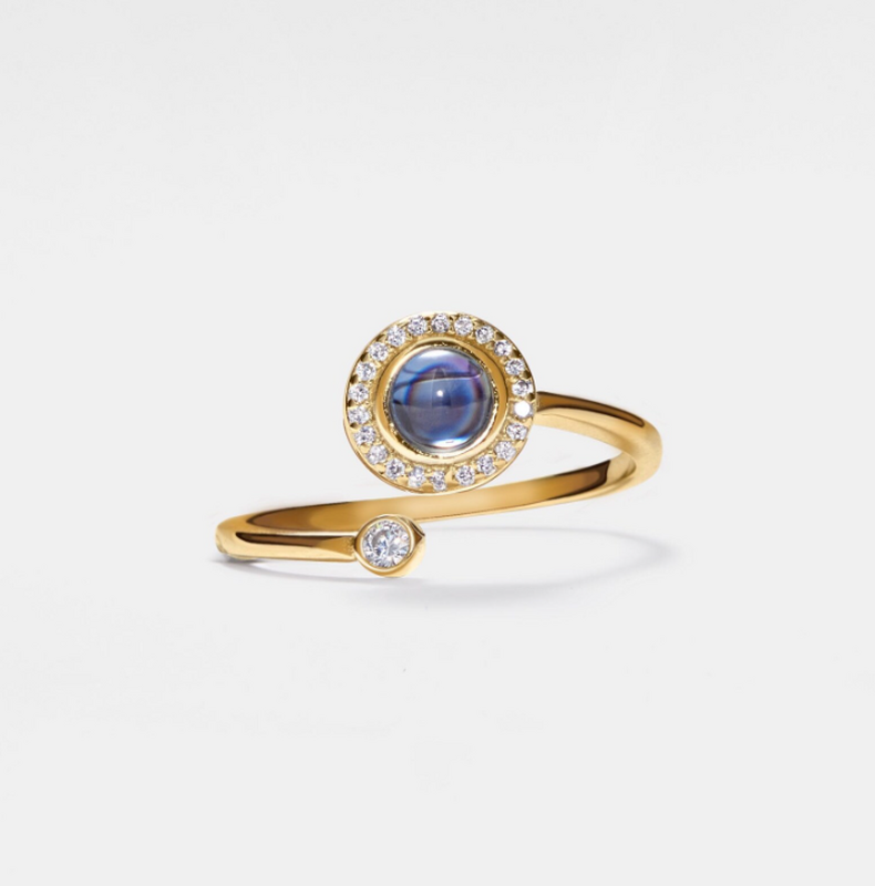Ring med personlig fotoprojektion och diamanter Unik julklapp till henne