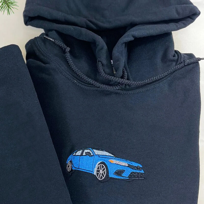 Sudadera con capucha personalizada bordado de fotos de autos para amantes