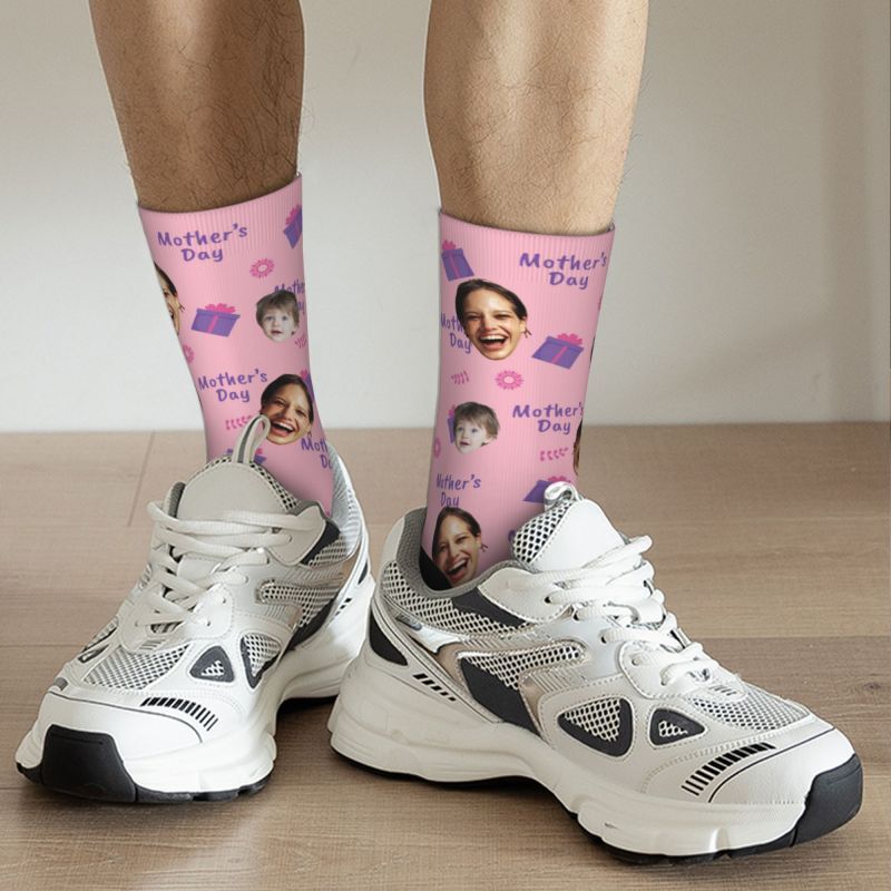 Gepersonaliseerde sokken met gezicht en cadeauverpakking voor Moederdag