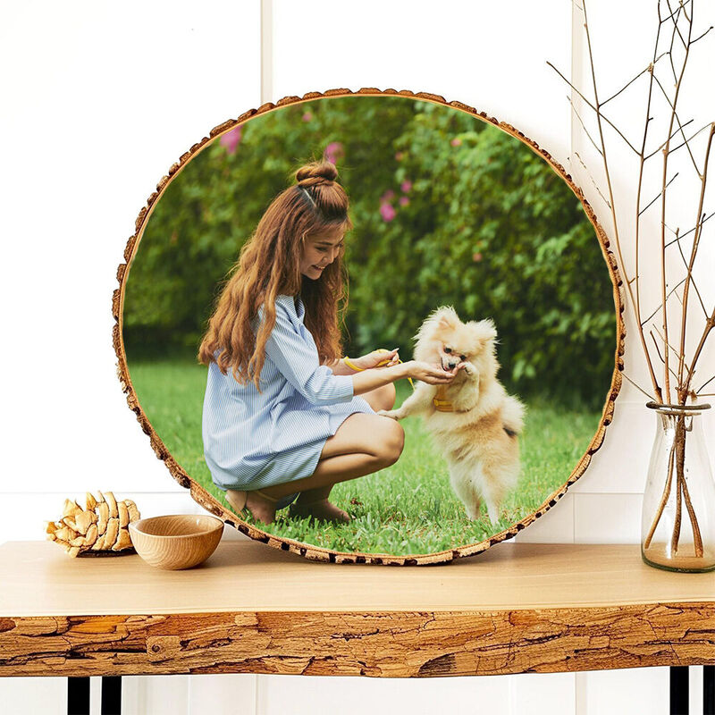 "Dog Mama" Personalized Wooden Oval Photo Frame for Pet Lover