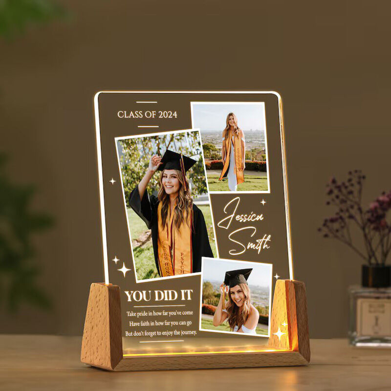 Personalized Picture Night Light Book Shaped Best Gift for Graduation