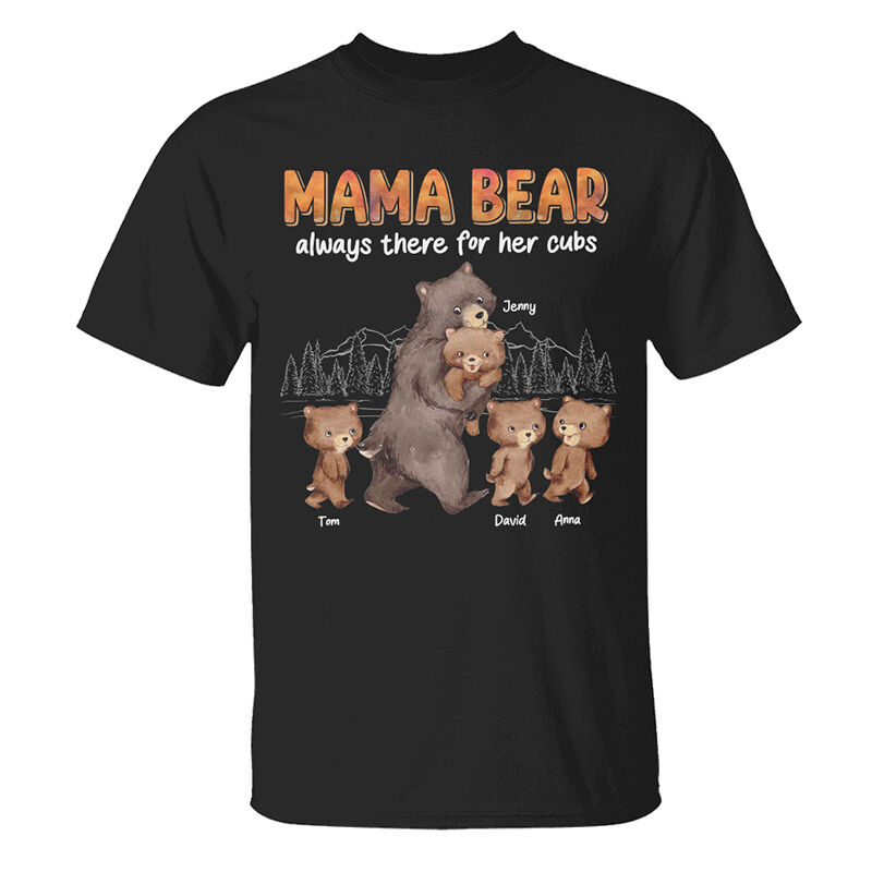 Personalisiertes T-Shirt Mama Bär immer da für ihre Jungen benutzerdefiniertes Design Perfektes Geschenk zum Muttertag