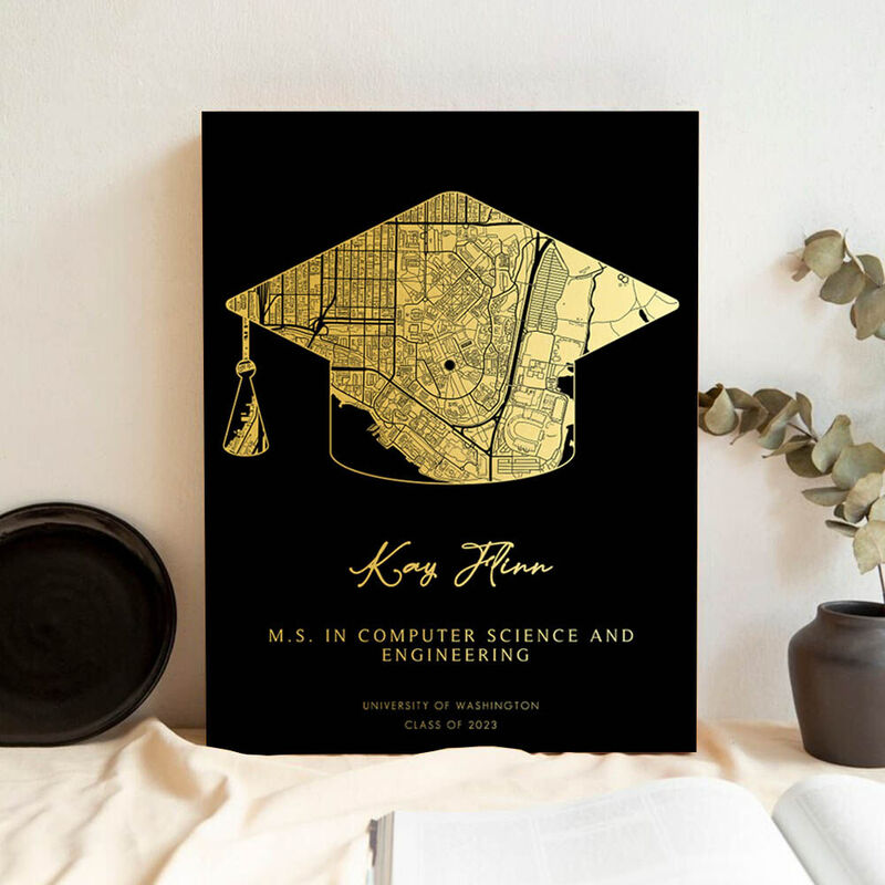 Personalized Map Canvas Wall Art with Custom Name Best Graduation Gift