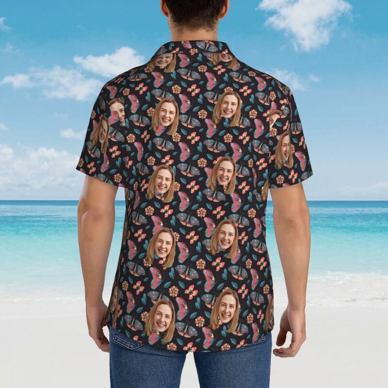 Camisa Personalizada con Estampado de Mariposas y Foto Personalizada para Familia