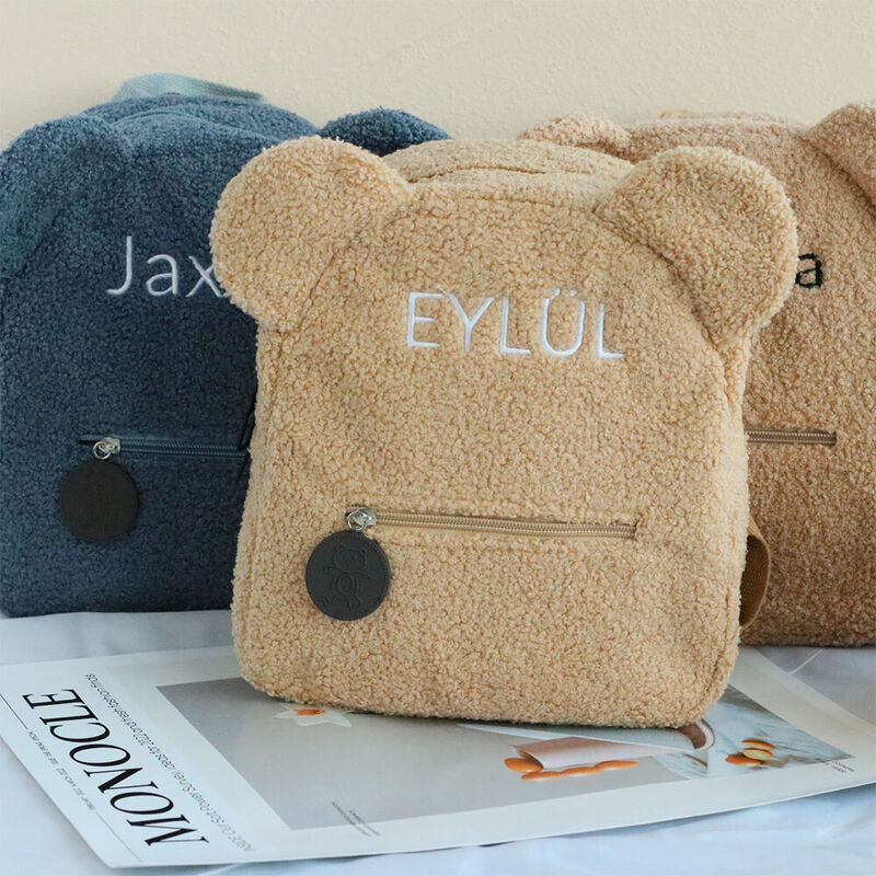 Personalized Teddy Bear Children's Backpack with Embroidered Name Cute Gift for Kids