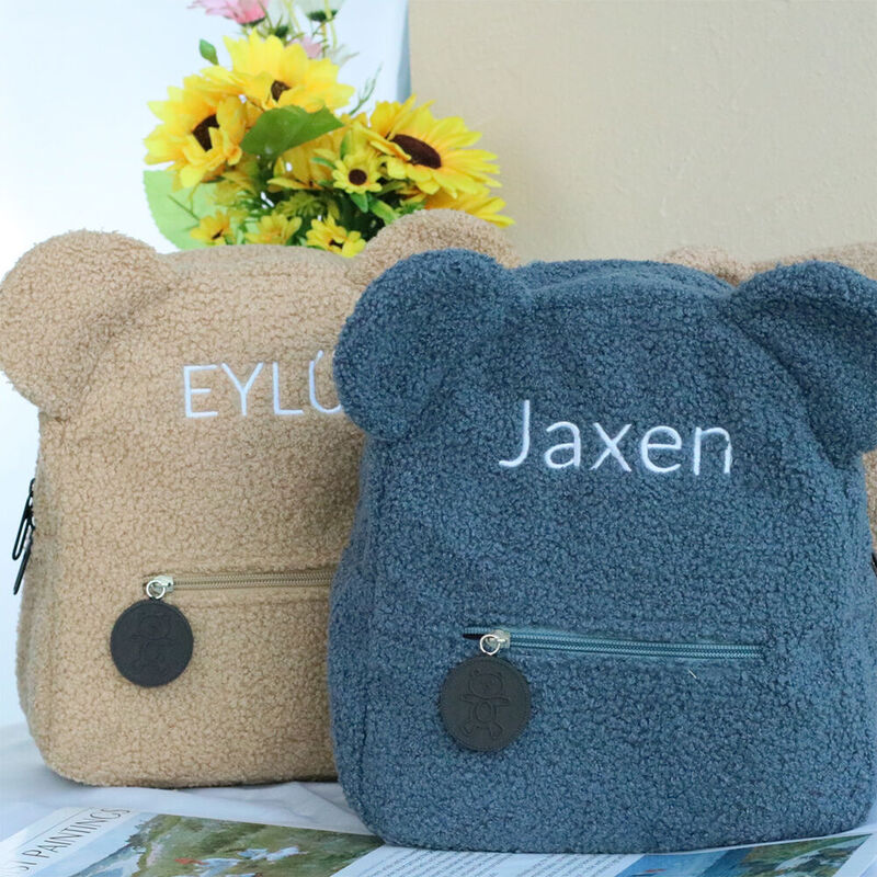 Personalized Teddy Bear Children's Backpack with Embroidered Name Cute Gift for Kids