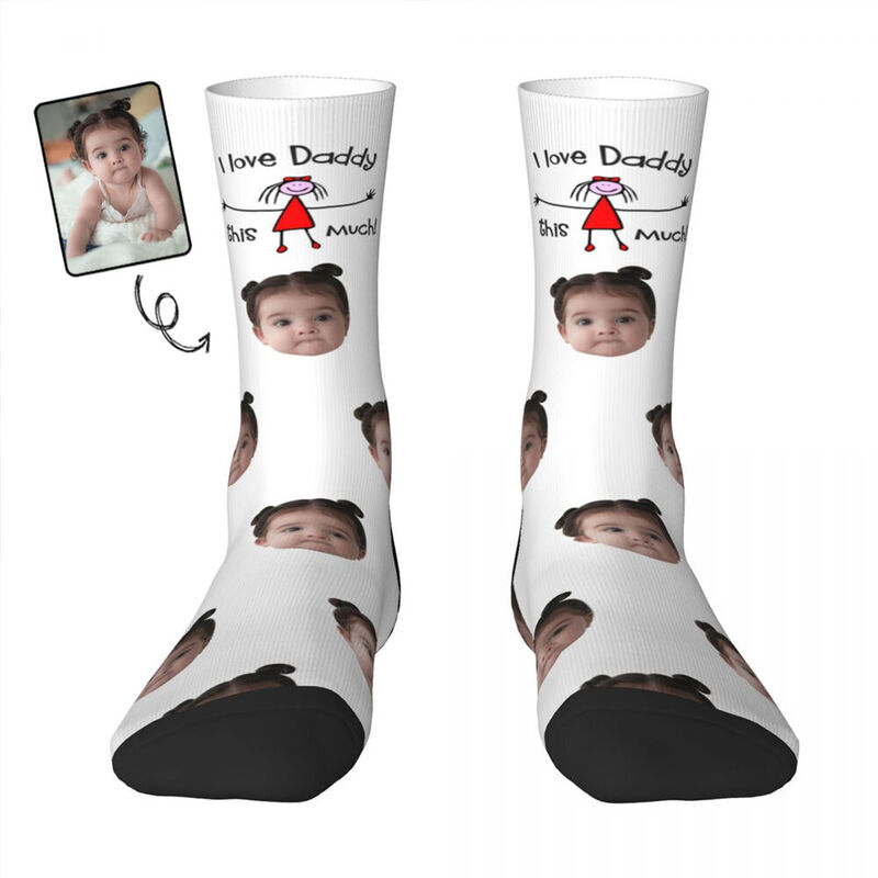 I LOVE DADDY THIS MUCH Personalisierte Gesichtssocken Geschenk von Tochter an Papa