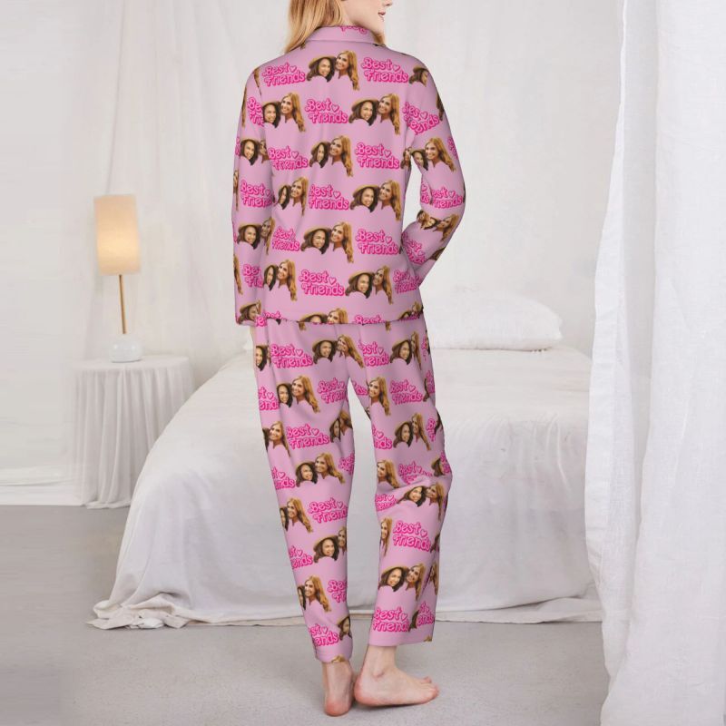 Personalized Pajamas Custom Photo Best Friends Sweet Pink Design Attractive Gift for Besties