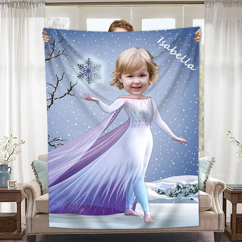 Personalized Custom Photo Blanket Painting Style Snowflake Coral Fleece Blanket