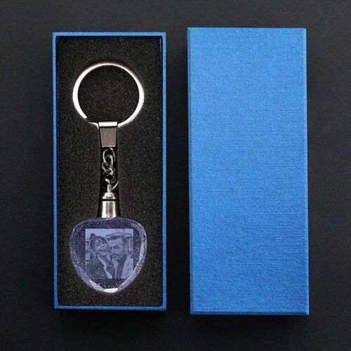 Gifts for Dad Custom Crystal Heart Shape Photo Key Chain