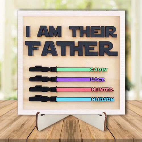 Personalized Name Puzzle Frame with Custom Name Lightsaber for Father's Day Gift
