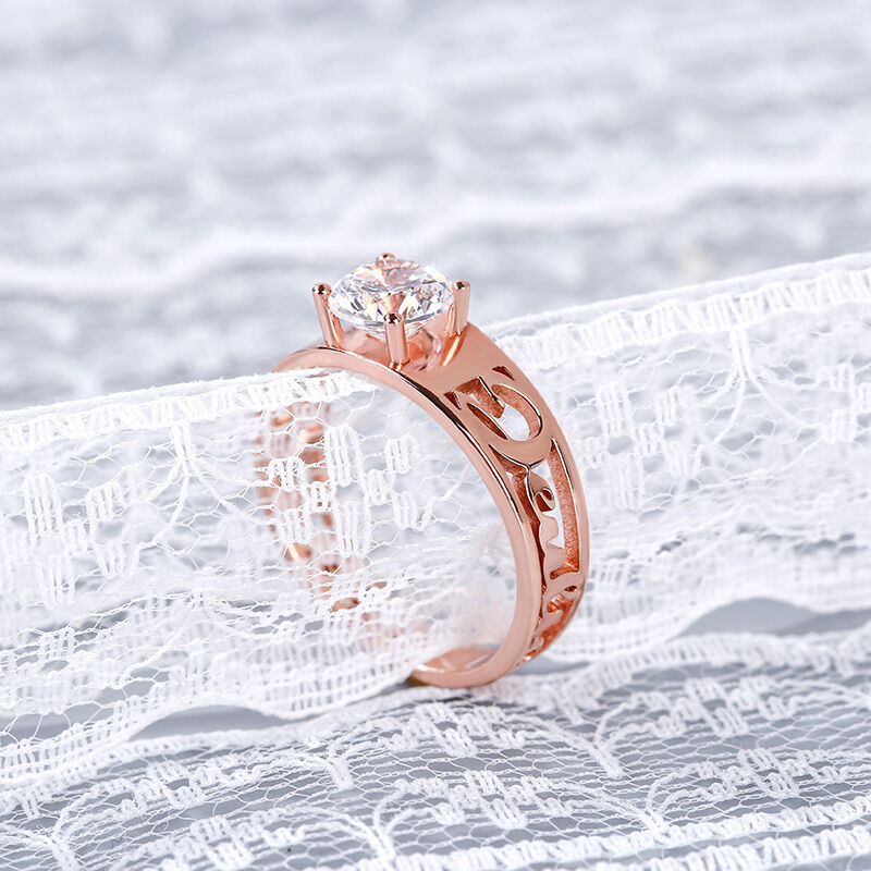 "Timeless Romance" Engraved Name Engagement Ring