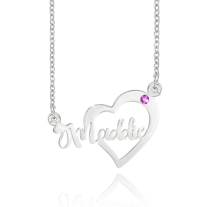 "Love Poem" Personalized Name Necklace With Birthstone
