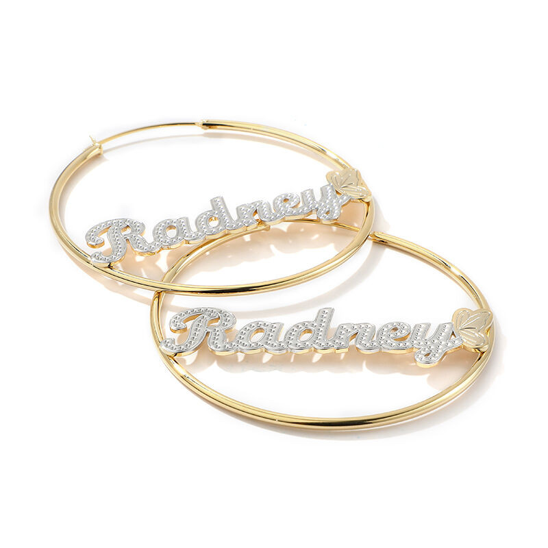 Butterfly Two Tone Personalized Name Hoop Earrings