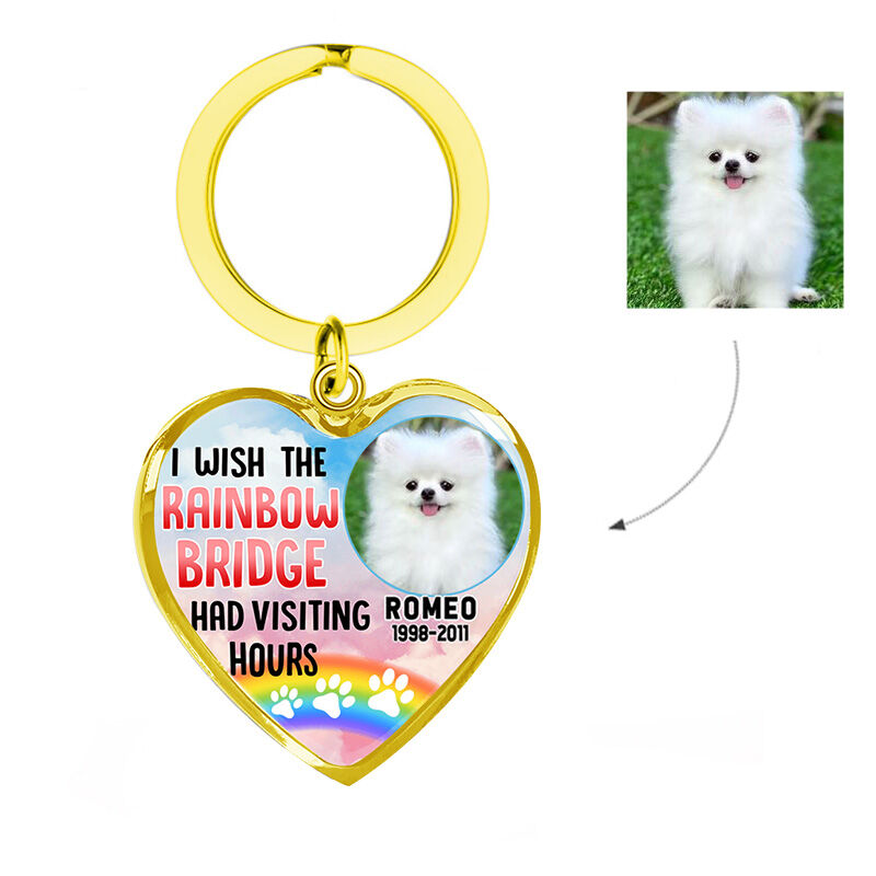 "I Wish The Rainbow Bridge Had Visiting Hours" Luxury Pet Memorial Keychain Gift for Pet Lovers