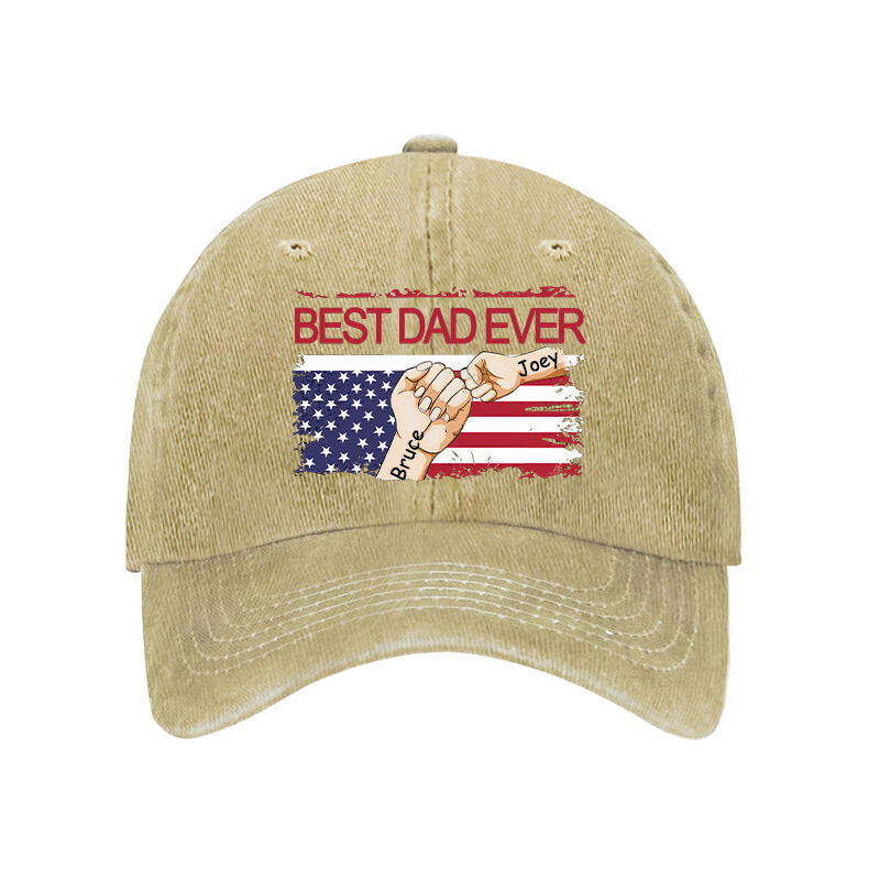 Personalized Hat Stars and Stripes Fist Bump Design Attractive Gift for Best Dad