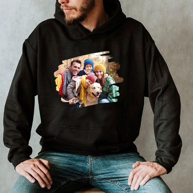 Personalized Hoodie Custom Picture with Irregular Contour Artistic Design for Dad