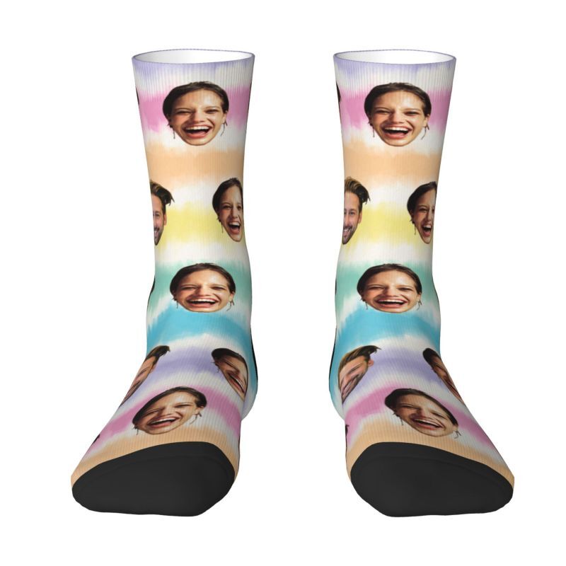 Individuelle Foto-Socken mit lebhaften Farben Tie-Dye für Paare