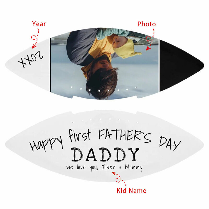 Customized Football "Happy First Father's Day" Exclusive Gift for New Dad