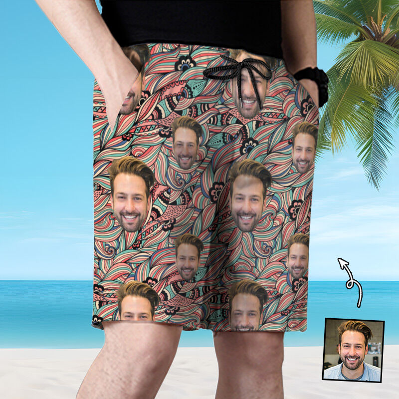 Personalized Picture Men's Beach Shorts Special Present for Friend