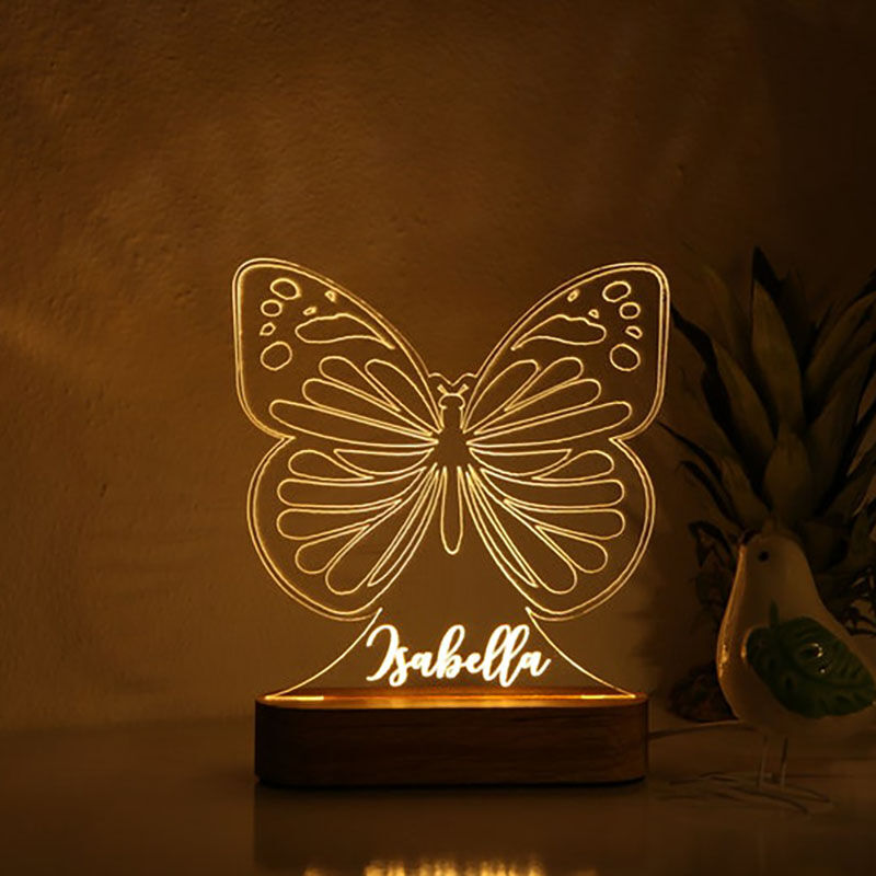 Personalized Name Night Light with Butterfly Pattern Simple Gift for Kids