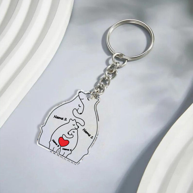 Gepersonaliseerde Naam Sleutelhanger Met Knuffelbare Beer Cadeau Voor Familie