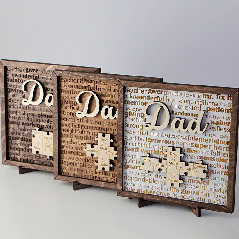 Personalized Name Puzzle Frame The Best Dad In The World Custom Family Names Perfect Father's Day Gift